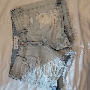 Abercrombie and Fitch, low rise shorts, distressed, cut out